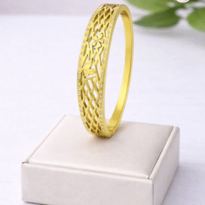 Gold Plated White Stone Bangle Bracelet