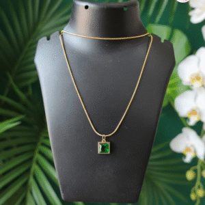 Gold Plated Green Stone Pendant Necklace