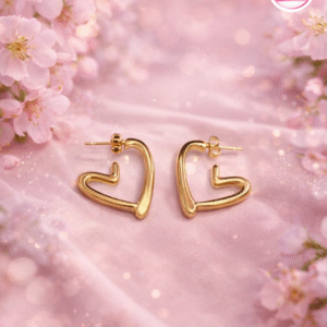 gold plated heart hoop earring