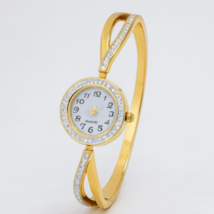 Gold Plated White Stone Watch