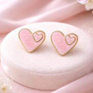 18k GoldPlated PinkHeart Earring