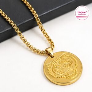 gold plated lord narasimha pendant chain