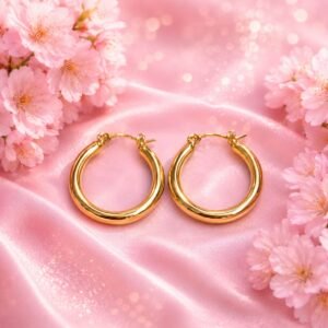 18k gold plated anti tarnish hoop earring