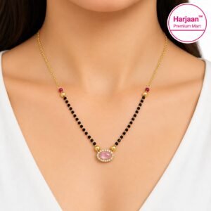 pink diamond stone mangalsutra for women